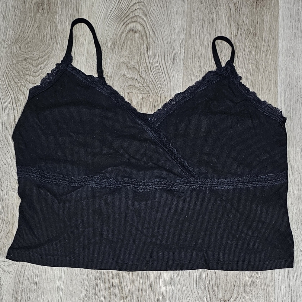 2XL Forever 21 Black Lace Trim Tank Top